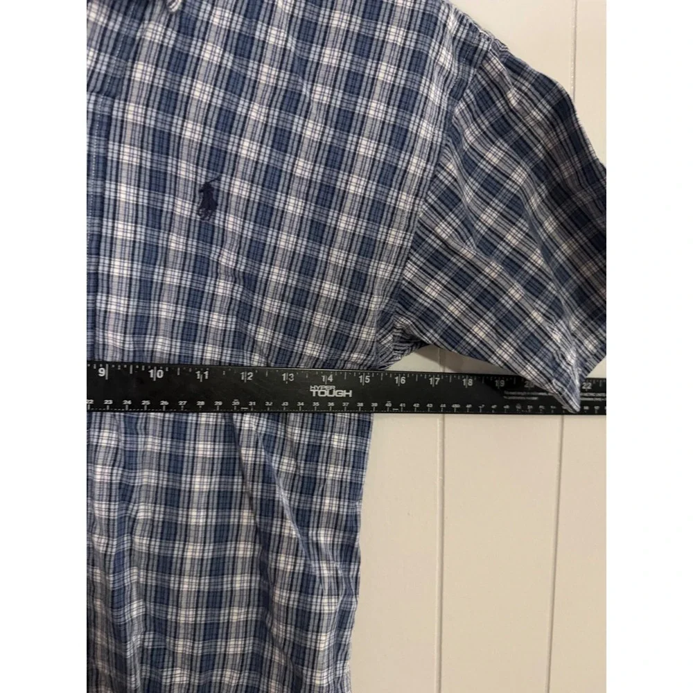 Ralph Lauren Shirt Kids‎ Size S Blue Plaid Short Sleeve Button Down Cotton